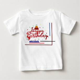 T-shirt Pour Bébé Joyeux Anniversaire Nom Personnalisé Cadeau Modern