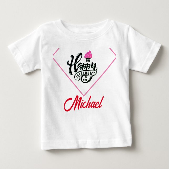 T-shirt Pour Bébé Joyeux Anniversaire Spécial Cute Customisé (Devant)
