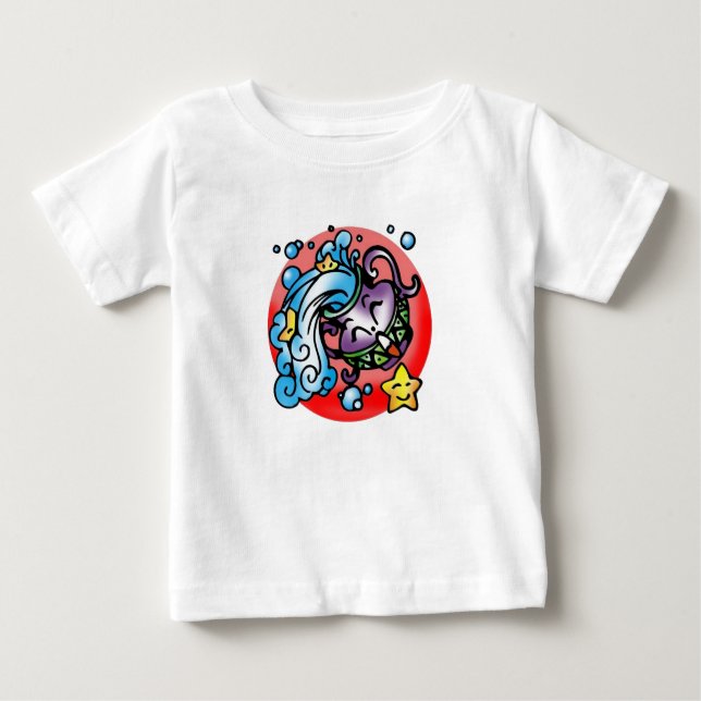 T-shirt Pour Bébé Joyeux Aquarius Purple Cartoon Vase eau de déverse (Devant)