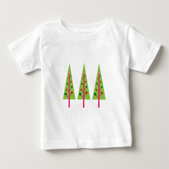 T-shirt Pour Bébé Joyeux arbres de Noël (Devant)
