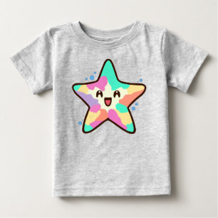 T-shirt Pour Bébé Joyeux bébé étoile souriante avec des bulles.