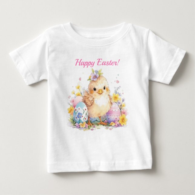 T-shirt Pour Bébé Joyeux Bébé mignon de Pâques poussin (Devant)
