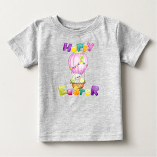 T-shirt Pour Bébé Joyeux Bunny Pâques Pastel Aquarelle Balloon