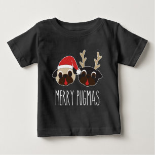 T-shirt Pour Bébé Joyeux carlin de renne de carlin de Père Noël de