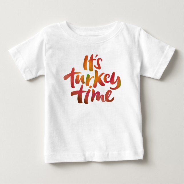 T-shirt Pour Bébé Joyeux, c'est l'heure de Turquie Thanksgiving Dîne (Devant)