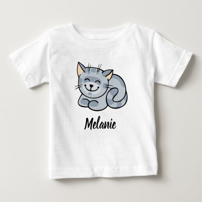 T-shirt Pour Bébé Joyeux chat (Devant)