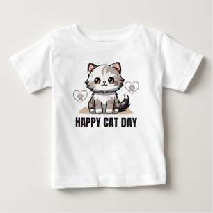 T-shirt Pour Bébé Joyeux chat jour bébé T-shirt