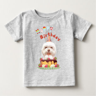 T-shirt Pour Bébé Joyeux chien d'anniversaire avec gâteau