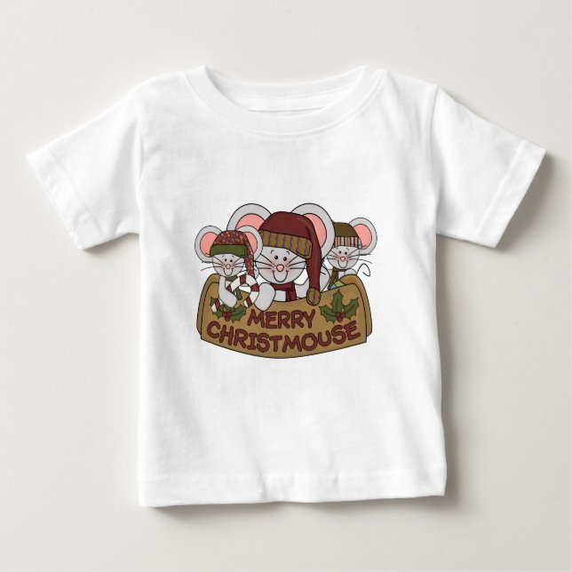 T-shirt Pour Bébé Joyeux Christmouse (Devant)
