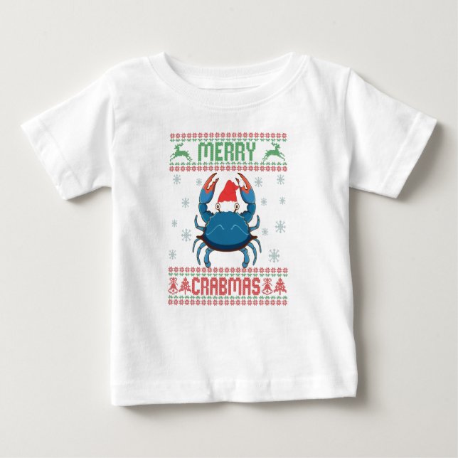 T-shirt Pour Bébé Joyeux crabes Funny Crabe laide de Noël (Devant)