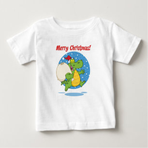 T-shirt Pour Bébé Joyeux crocodile de Noël Père Noël   Vacances