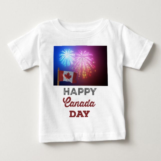T-shirt Pour Bébé Joyeux drapeau et feux d'artifice de la fête du Ca (Devant)