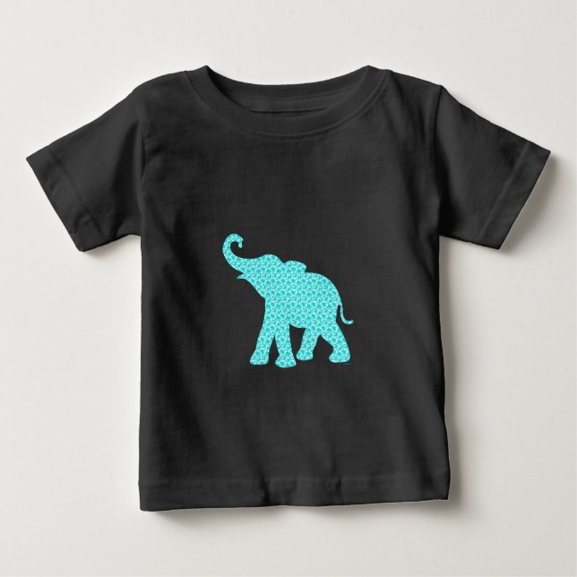 T-shirt Pour Bébé Joyeux Eléphant-Art Motif noir (Devant)