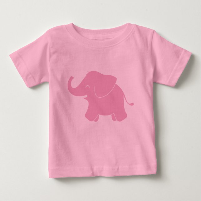 T-shirt Pour Bébé Joyeux Eléphant rose mou (Devant)