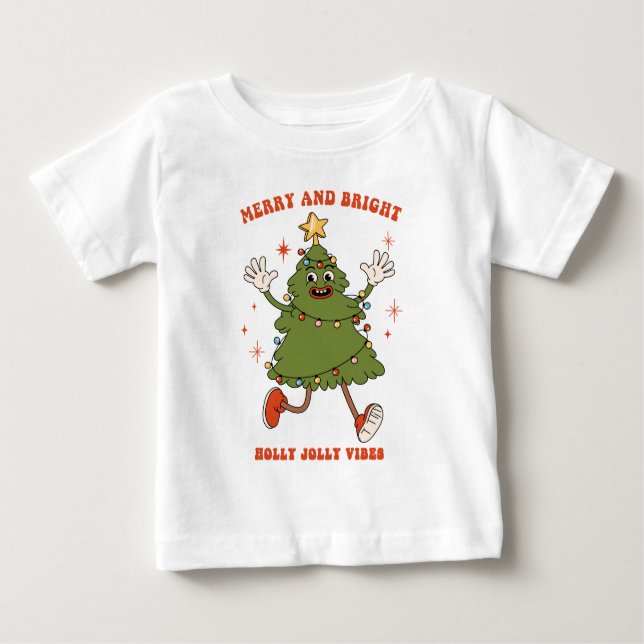 T-shirt Pour Bébé Joyeux et lumineux - Joyeux Noël (Devant)