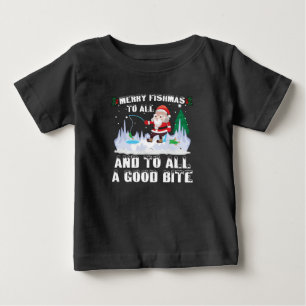 T-shirt Pour Bébé Joyeux Fishmas Poisson Drôle Pêcheur Noël