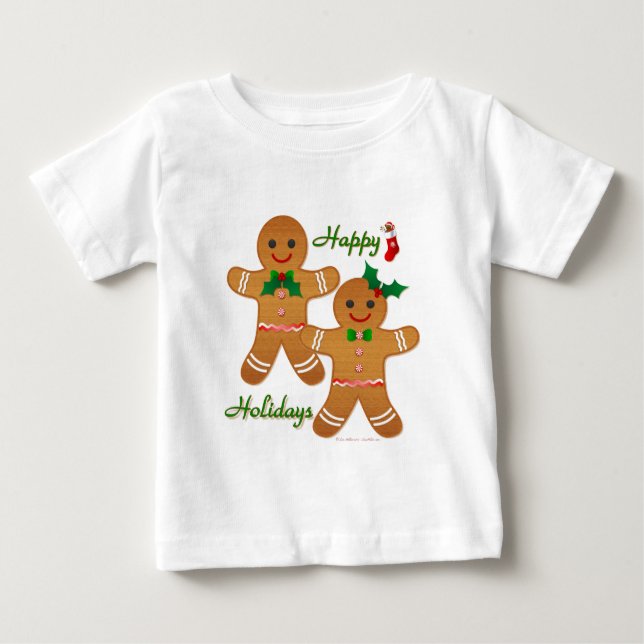 T-shirt Pour Bébé Joyeux Gingerbread Homme Garçon Girl (Devant)
