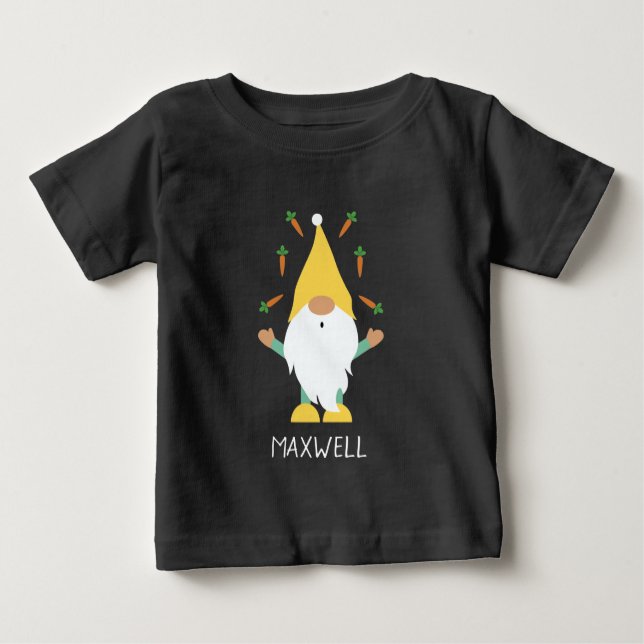 T-shirt Pour Bébé Joyeux Gnome de Pâques Jonglant des carottes (Devant)