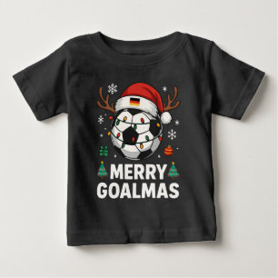 T-shirt Pour Bébé Joyeux Goalmas - Foot Noël Drôle