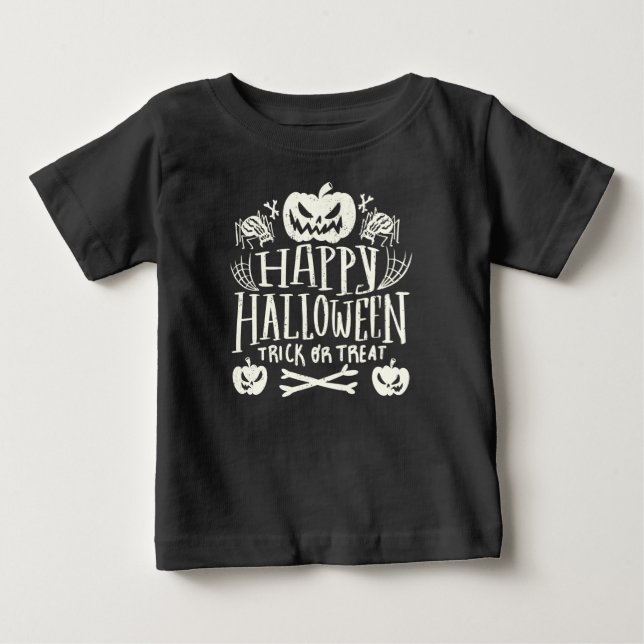 T-shirt Pour Bébé Joyeux Halloween Citrouille Design  (Devant)