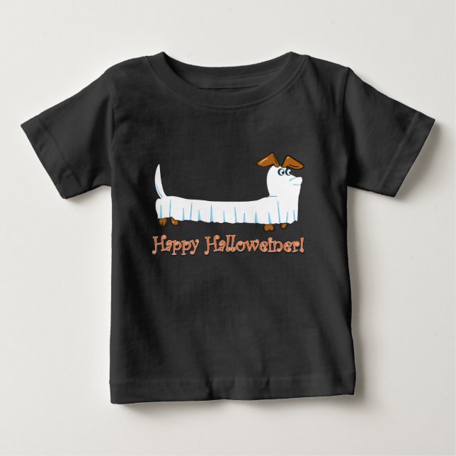 T-shirt Pour Bébé Joyeux Halloween Dachsund (Devant)