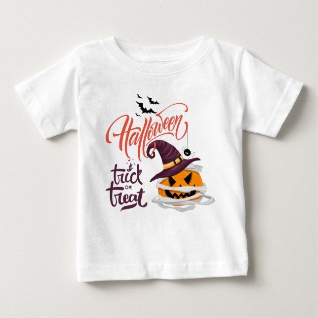 T-shirt Pour Bébé Joyeux Halloween des bonbons ou des farces Citroui (Devant)