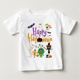 T-shirt Pour Bébé Joyeux Halloween Enfants mignonnes et Éffrayants