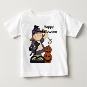 T-shirt Pour Bébé Joyeux Halloween petite sorcière long manches