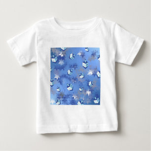 T-shirt Pour Bébé Joyeux Hanukkah Étoiles Filantes et Dreidels