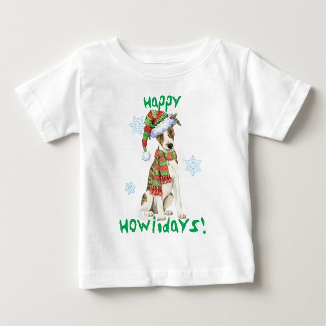 T-shirt Pour Bébé Joyeux Howlidays Whippet (Devant)