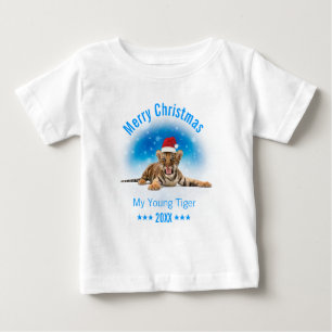 T-shirt Pour Bébé Joyeux jeune cadeau de tigre de Noël