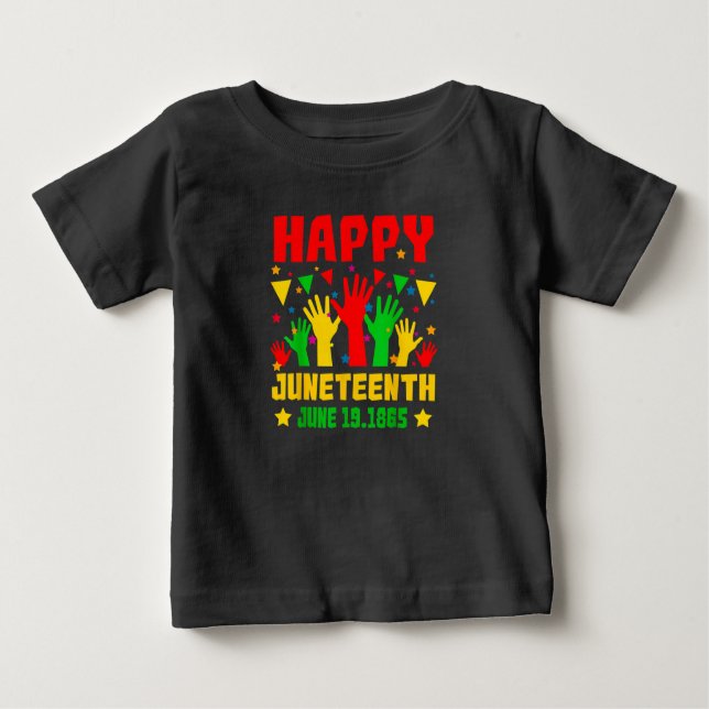 T-shirt Pour Bébé Joyeux Junetdix Black Red Green Mains Jaunes (Devant)
