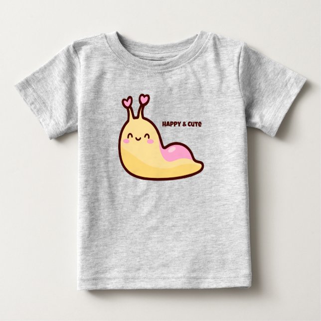 T-shirt Pour Bébé Joyeux mignon Slug Texte personnalisé (Devant)