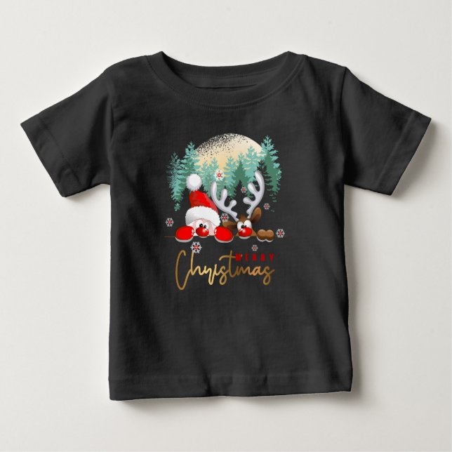 T-shirt Pour Bébé Joyeux Noël | (Devant)