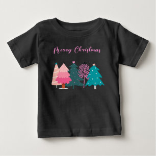 T-shirt Pour Bébé joyeux noël arbres de noël rose coussin jeté