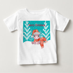 T-shirt Pour Bébé Joyeux Noël avec Baby Hippo