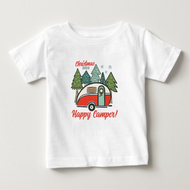 T-shirt Pour Bébé Joyeux Noël de Camper personnalisé (Devant)
