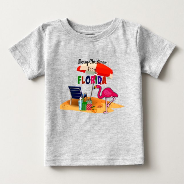 T-shirt Pour Bébé Joyeux Noël de Floride (Devant)