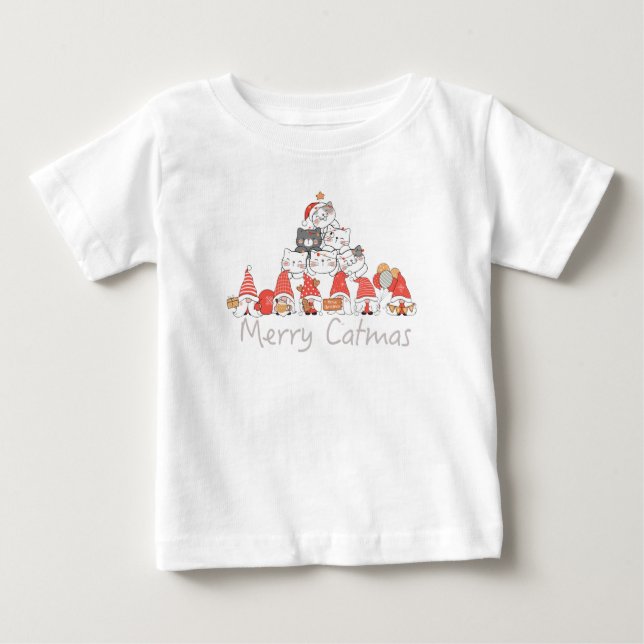 T-shirt Pour Bébé Joyeux Noël de Noël de Noël de Catmas (Devant)