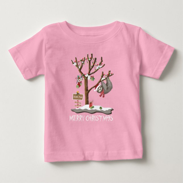 T-shirt Pour Bébé JOYEUX NOËL du nourrisson de POLONAIS de PARESSE (Devant)