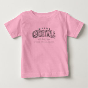 T-shirt Pour Bébé Joyeux Noël Fête de Famille Personnalisée 2025