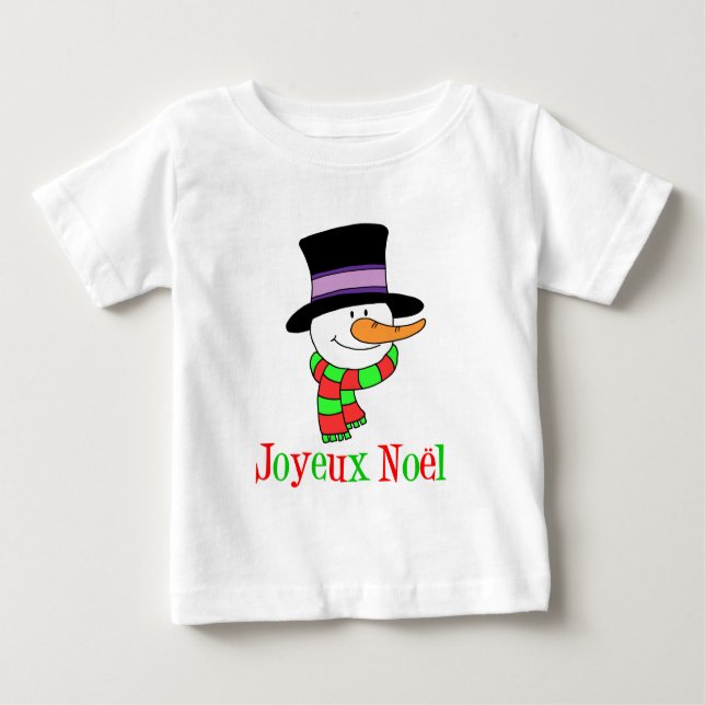 T-shirt Pour Bébé Joyeux Noel French Snowman (Devant)