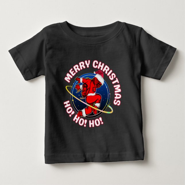 T-SHIRT POUR BÉBÉ JOYEUX NOËL FUNNY SPACE ASTRONAUTE  (Devant)