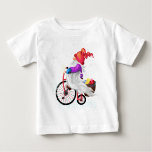 T-shirt Pour Bébé Joyeux Noël - Gnome drôle avec vélo et cadeaux
