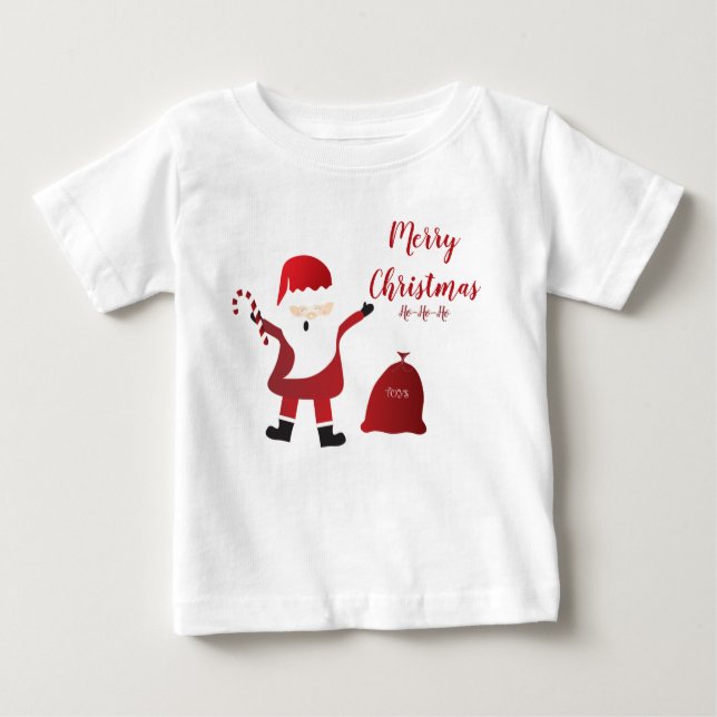T-shirt Pour Bébé Joyeux Noël Ho Ho Ho Santa Claus (Devant)
