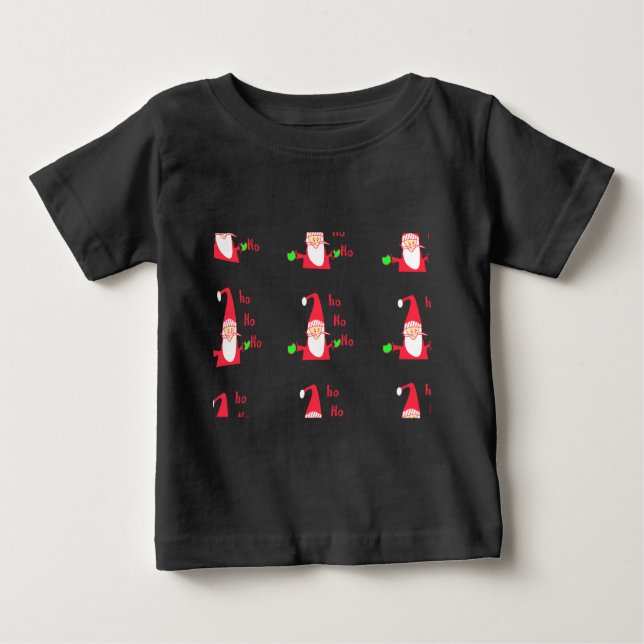 T-shirt Pour Bébé Joyeux Noël Joyeux Noël Drôle Père Noël Hohoho (Devant)