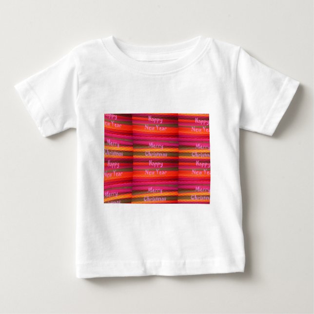 T-shirt Pour Bébé Joyeux Noël Joyeux Nouvel An Toile Design couleur (Devant)