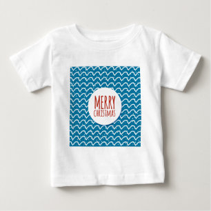 T-shirt Pour Bébé Joyeux Noël Motif sans couture Texture bleue