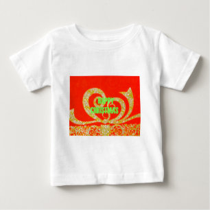 T-shirt Pour Bébé Joyeux Noël Parties scintillant Rouge Texte Motif