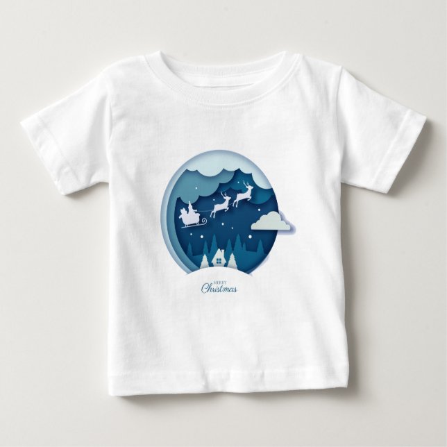 T-shirt Pour Bébé Joyeux Noël - Père Noël avec la neige tomber T-shi (Devant)